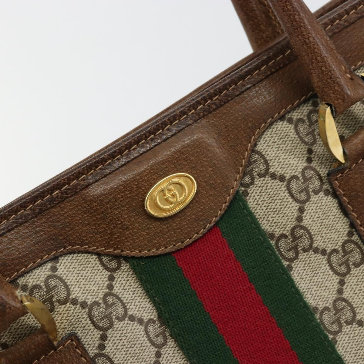 Gucci GUCCI GG Supreme Web Sherry Line Hand Bag PVC Beige Gold 002 4083 39 Authentic ka4103