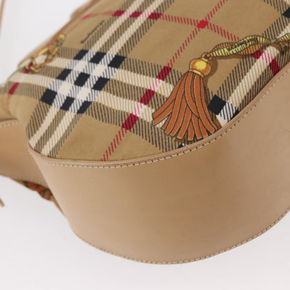 Burberrys Burberrys Nova Check Shoulder Bag Nylon Beige Gold Authentic 153830