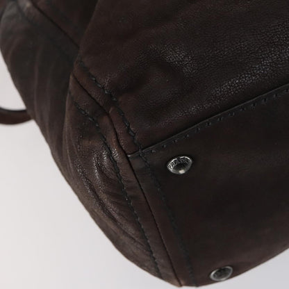 Prada PRADA Hand Bag Leather 2way Brown Silver Authentic 153083