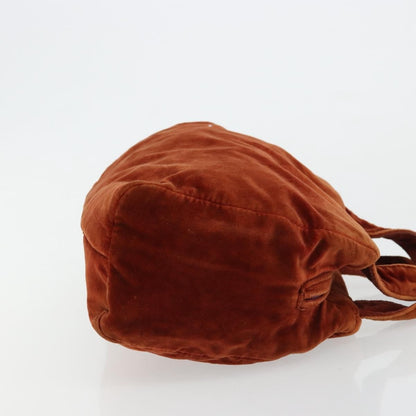 Prada PRADA Hand Bag Velor Brown Gold Authentic bs35158