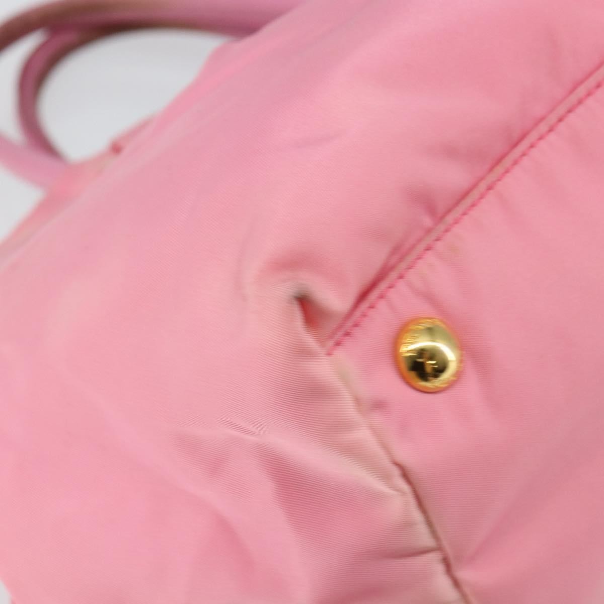 Prada PRADA Hand Bag Nylon Pink Gold Authentic 146881