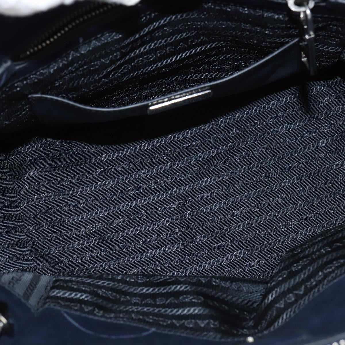 Prada PRADA Hand Bag Leather 2way Navy Gold Authentic BA7315