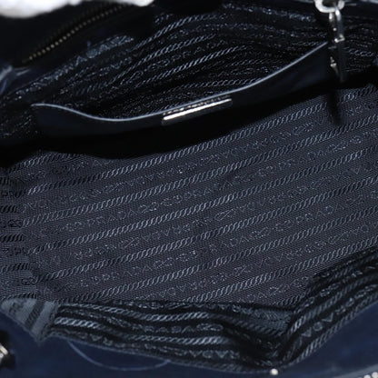 Prada PRADA Hand Bag Leather 2way Navy Gold Authentic BA7315