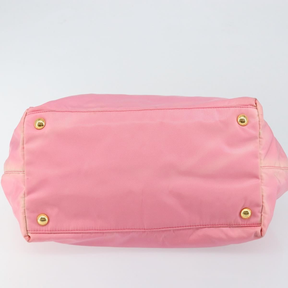 Prada PRADA Hand Bag Nylon Pink Gold Authentic 146881