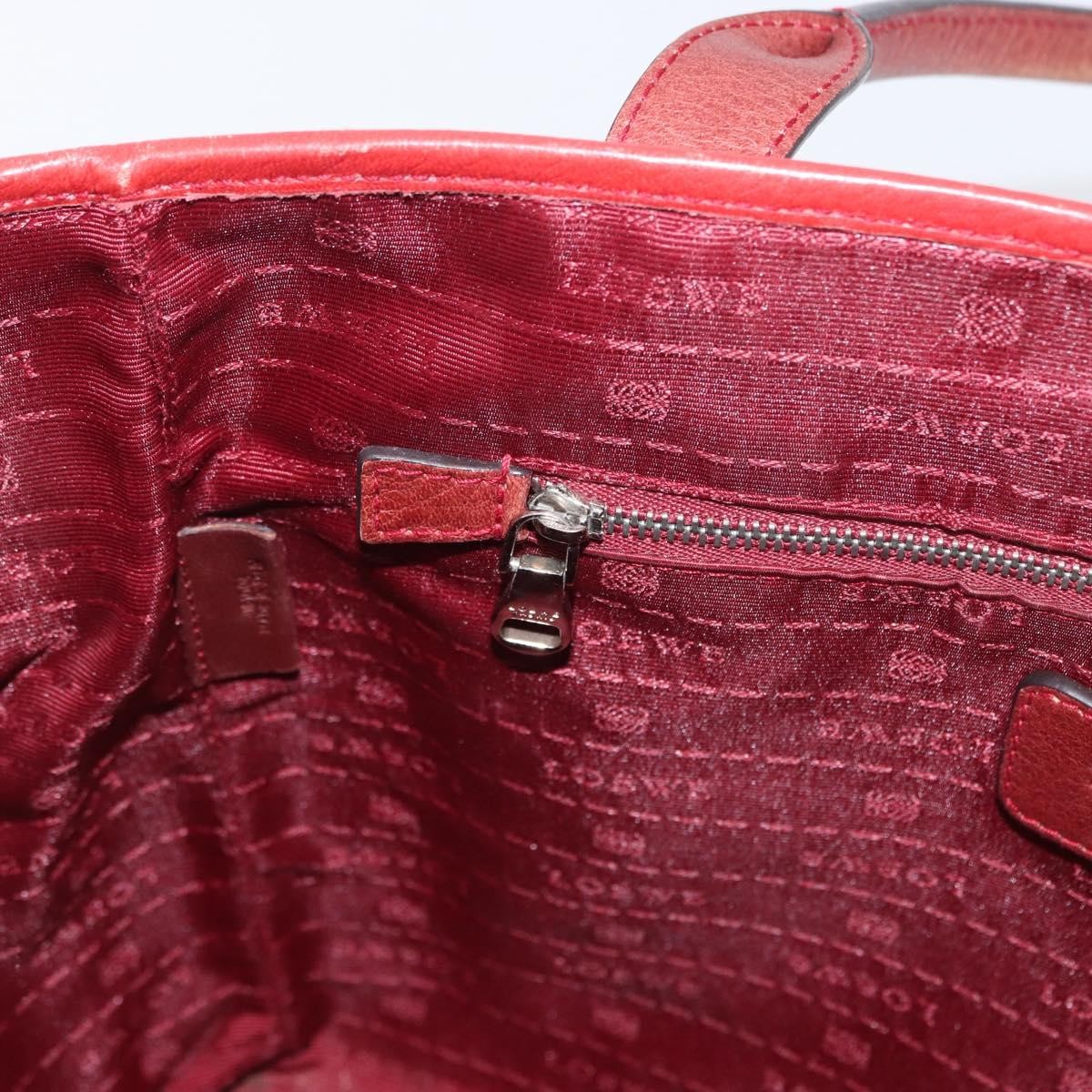 Loewe LOEWE Heritage Tote Bag Leather Red Silver Authentic BSZ189