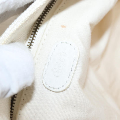Chloé Chloé Chloe Hand Bag Canvas Leather White Authentic mr1648