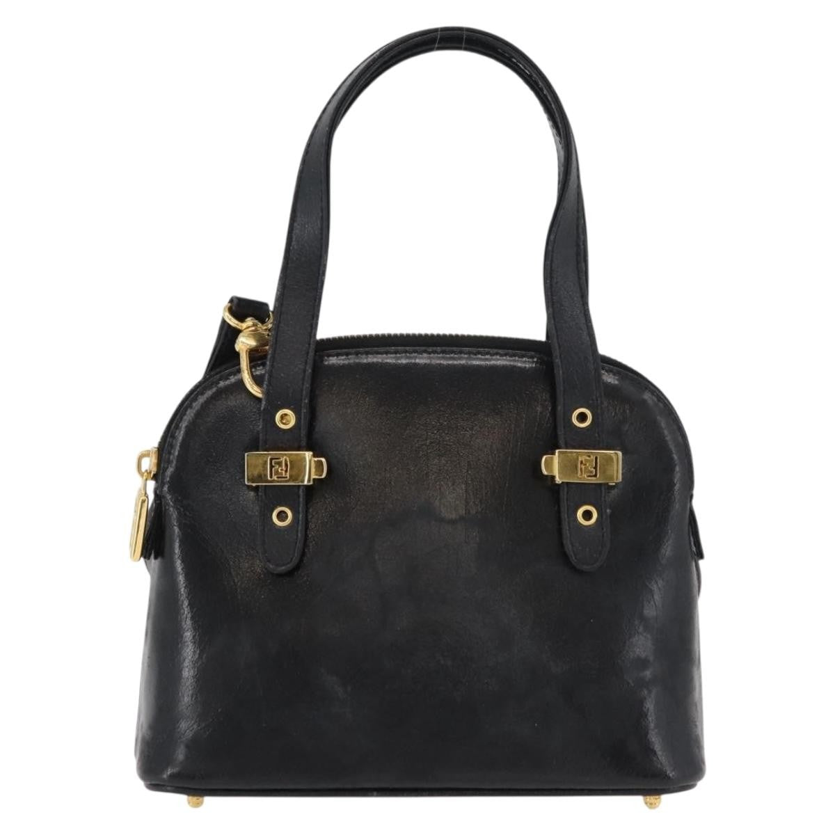 Fendi FENDI Hand Bag Patent leather 2way Black Gold Authentic ti3390