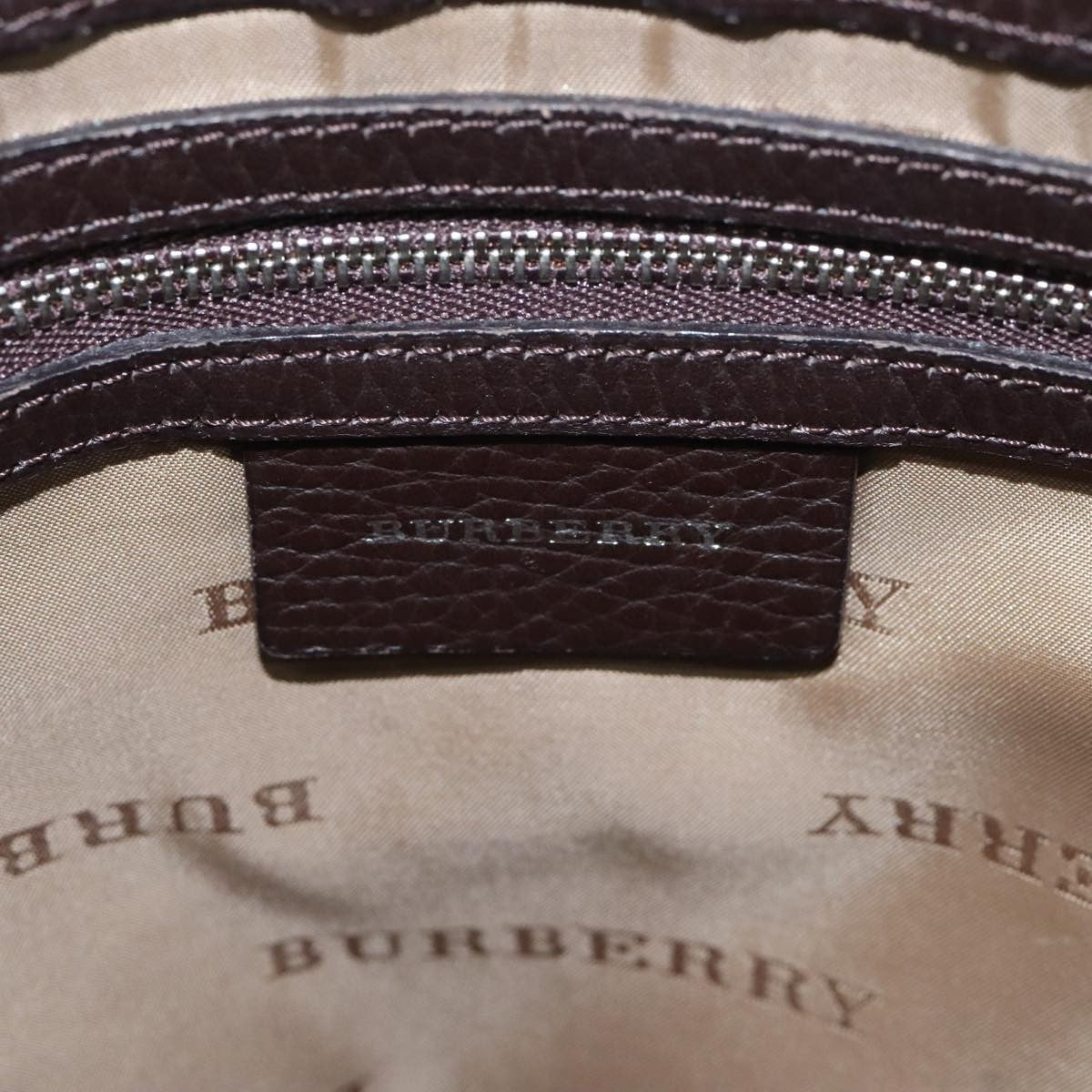 Burberry BURBERRY Nova Check Shoulder Bag Nylon Leather Gray Beige Silver Authentic 92799