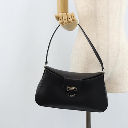 Salvatore Ferragamo Salvatore Ferragamo Gancini Shoulder Bag Leather Black Silver Authentic gh1877