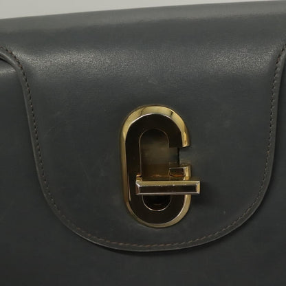 Gucci GUCCI Hand Bag Leather Gray Silver Authentic mr1461
