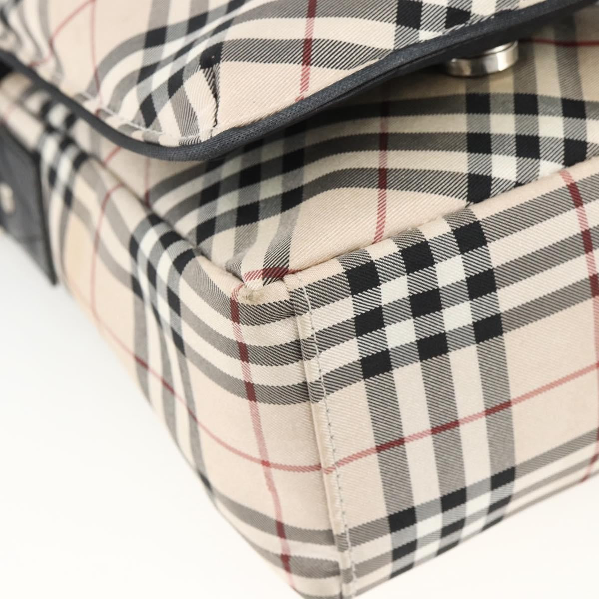 Burberry BURBERRY Nova Check Blue Label Shoulder Bag Nylon Beige Silver Authentic 173694