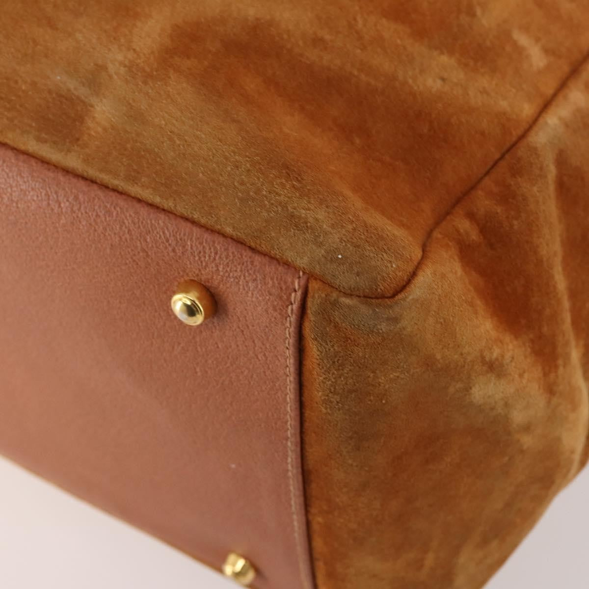 Gucci GUCCI Tote Bag Suede Brown Gold 002 58 0233 Authentic YKZ146