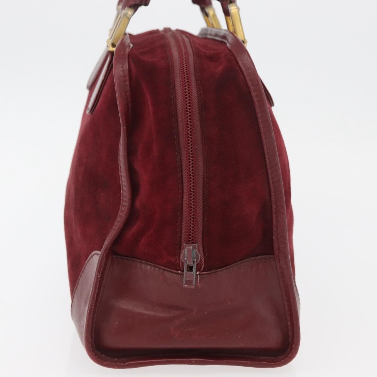 Loewe LOEWE Anagram Hand Bag Suede Leather Bordeaux Gold Authentic bs34369
