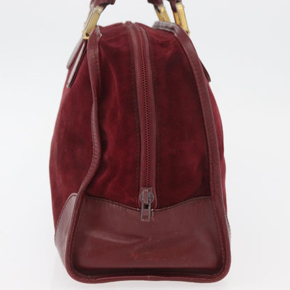 Loewe LOEWE Anagram Hand Bag Suede Leather Bordeaux Gold Authentic bs34369