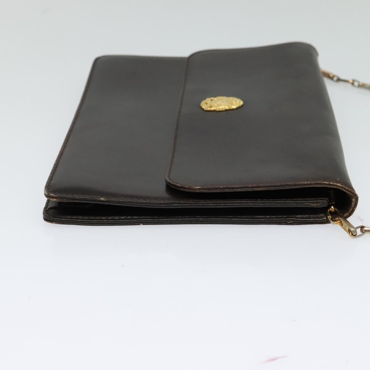 Celine CELINE Chain Shoulder Bag Leather Brown Gold Authentic BA2445