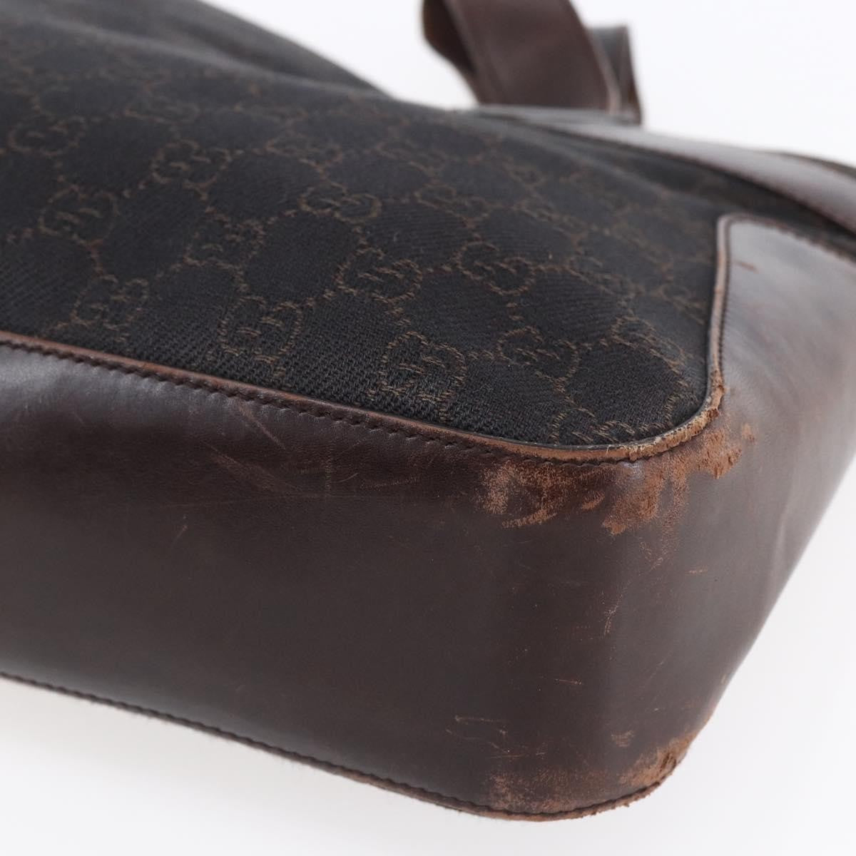 Gucci GUCCI GG Canvas Hand Bag Dark Brown Gold 73983 Authentic 151009