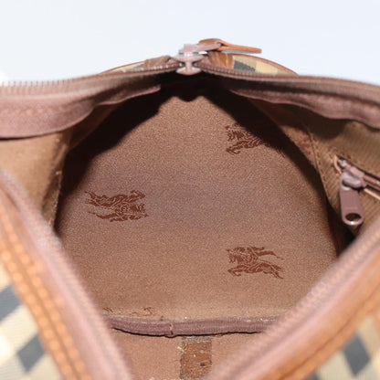 Burberrys Burberrys Nova Check Hand Bag Canvas Leather Beige Gold Authentic mr1638