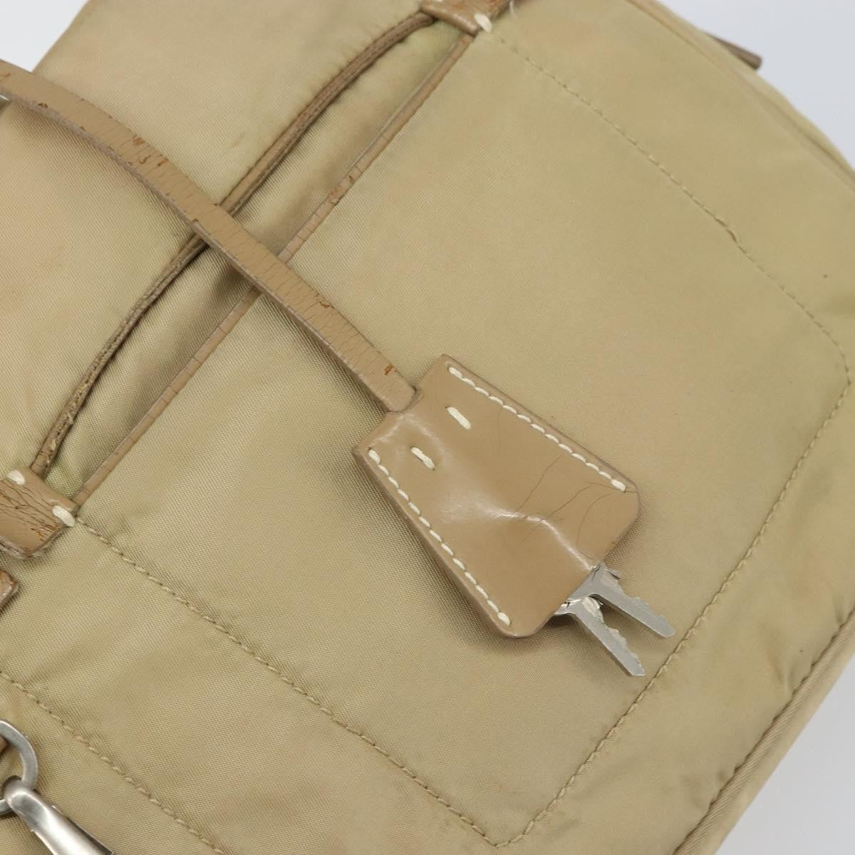 Prada PRADA Hand Bag Nylon Beige Silver Authentic 166752