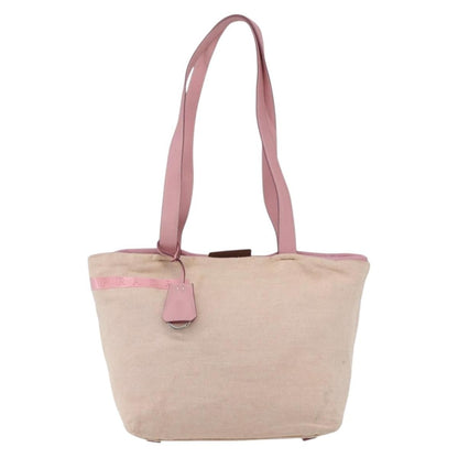 Prada PRADA Tote Bag Canvas Pink Silver Authentic bs33108