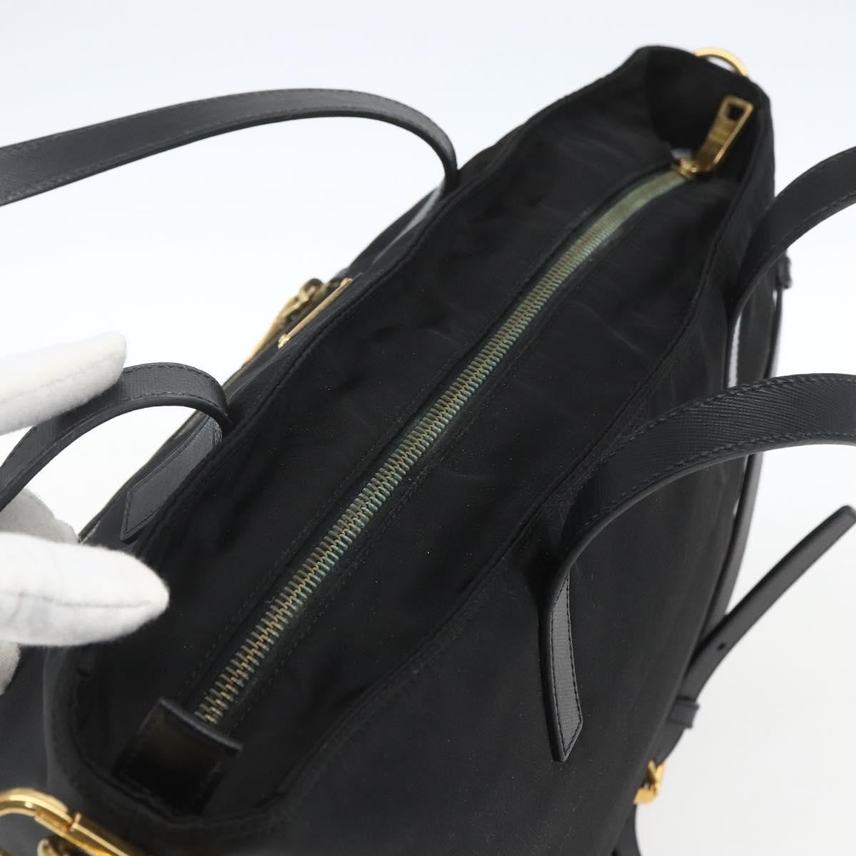 Prada PRADA Tote Bag Nylon 2way Black Gold Authentic ep12892
