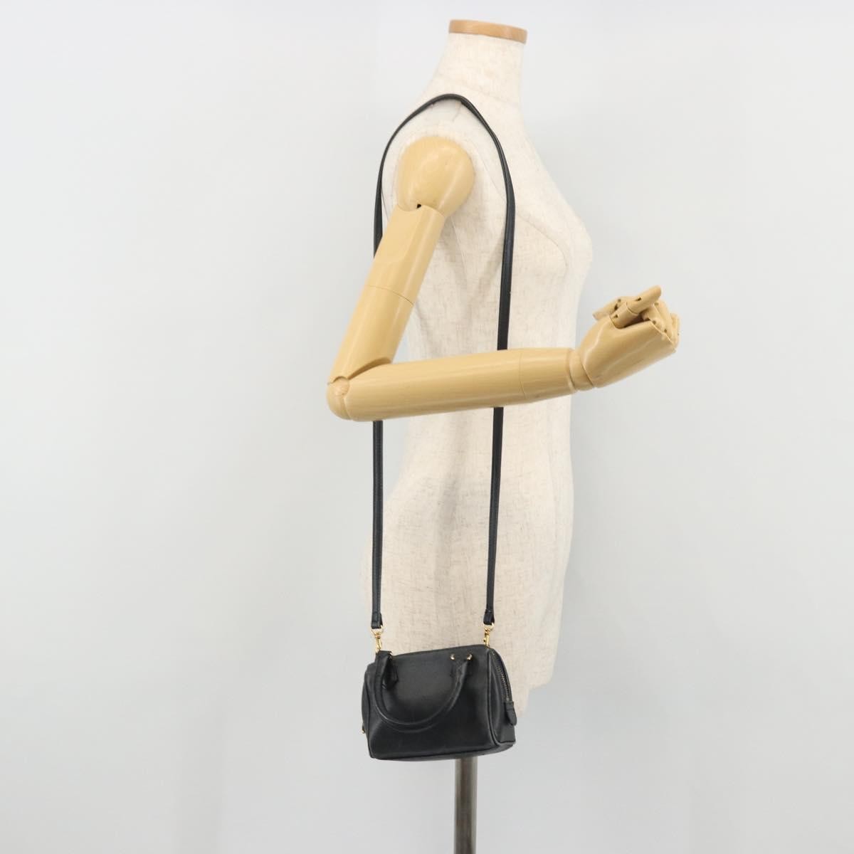 Celine CELINE Hand Bag Leather 2way Gold Navy Authentic am11231A