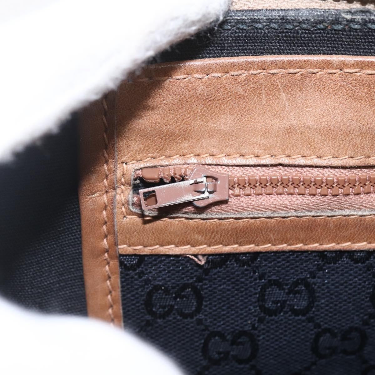 Gucci GUCCI Web Sherry Line GG Canvas Hand Bag 2way Black Gold Authentic gh1528