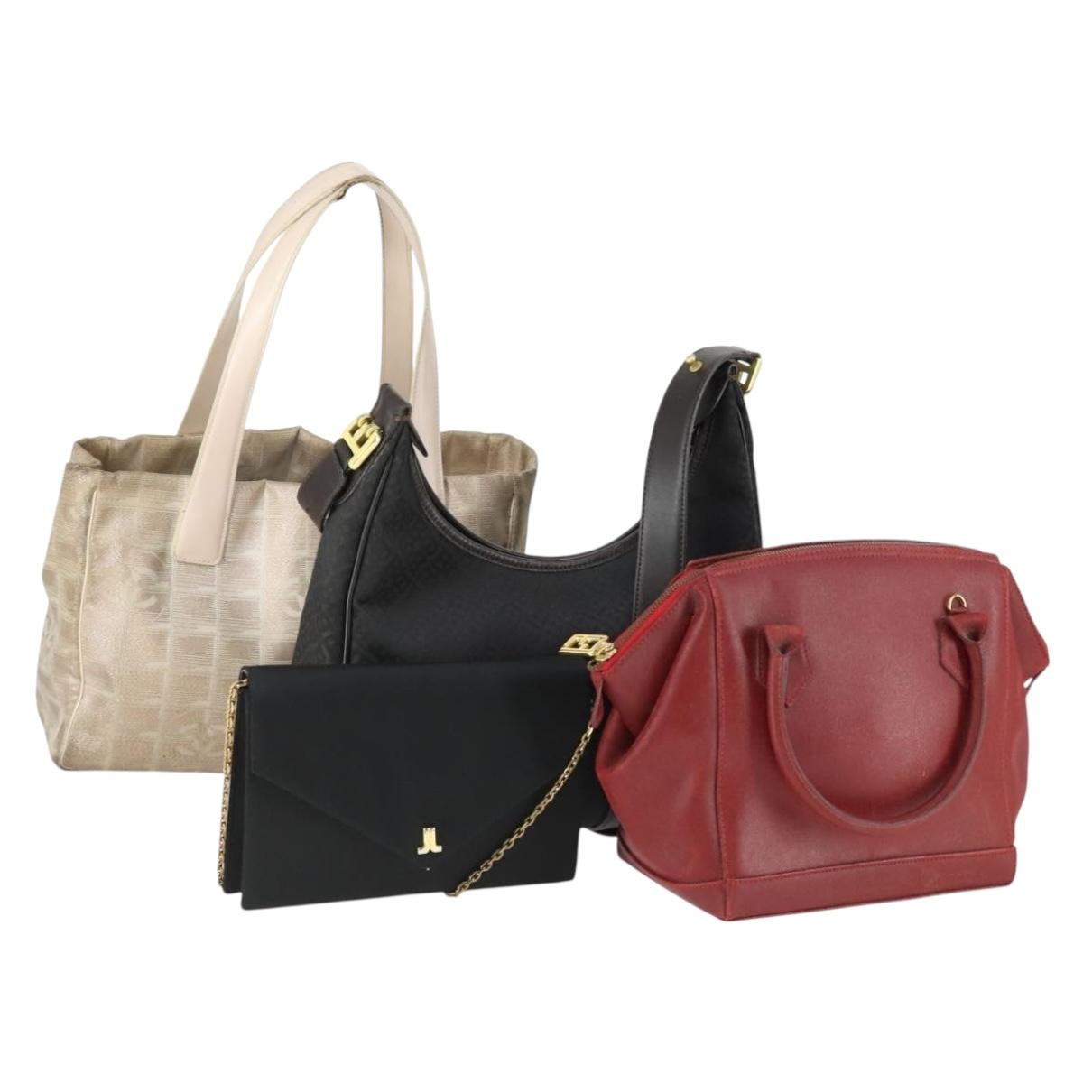 Chanel CHANEL Fendi BALLY LANVIN Bag Leather 4 Set Red Gold black CC Authentic 149827
