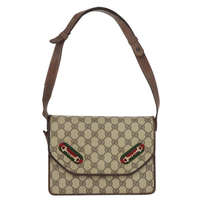 Gucci GUCCI GG Supreme Web Sherry Line Shoulder Bag PVC Leather Beige Gold Authentic 100377