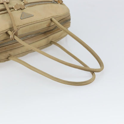 Prada PRADA Hand Bag Nylon Beige Silver Authentic 166752