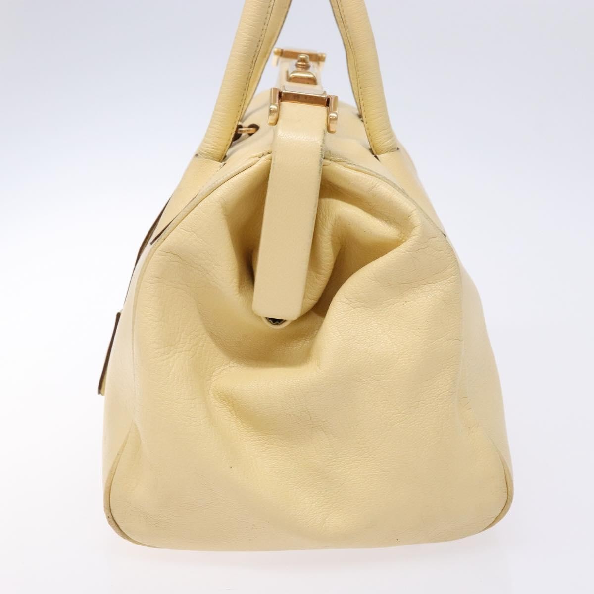Prada PRADA Gamaguchi Hand Bag Leather Beige Gold Authentic 135924