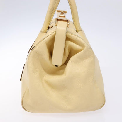 Prada PRADA Gamaguchi Hand Bag Leather Beige Gold Authentic 135924