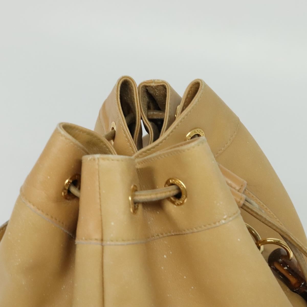 Gucci GUCCI Bamboo Backpack Leather Beige Gold 003 2855 0043 0 Authentic bs26085 Bag