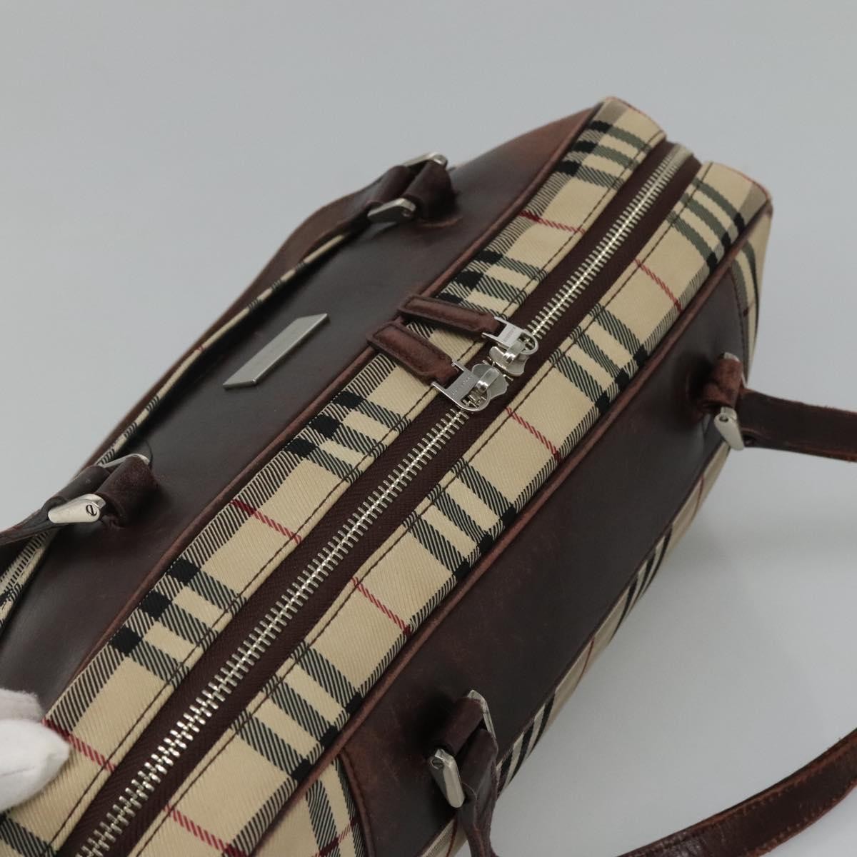 Burberry BURBERRY Nova Check Boston Bag Canvas Beige Authentic BD1812