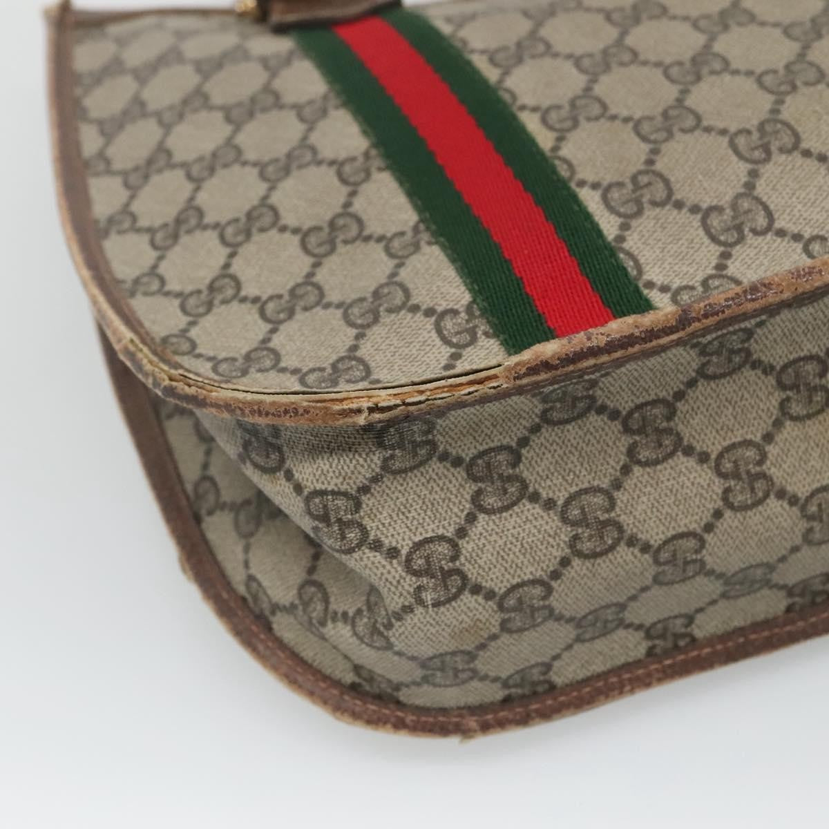 Gucci GUCCI GG Supreme Web Sherry Line Hand Bag PVC Beige Gold Authentic ar13384
