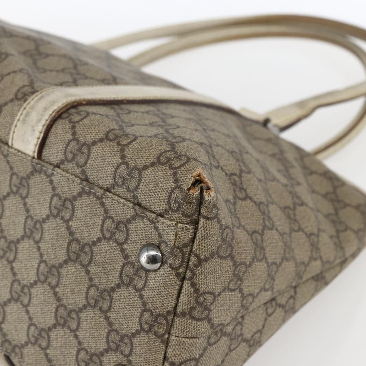 Gucci GUCCI GG Supreme Tote Bag PVC Beige Silver 114595 Authentic BA10796