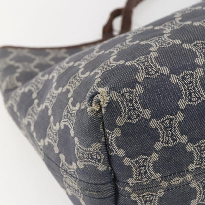 Celine CELINE Paris Macadam Canvas Tote Bag Blue Gold Authentic 157143