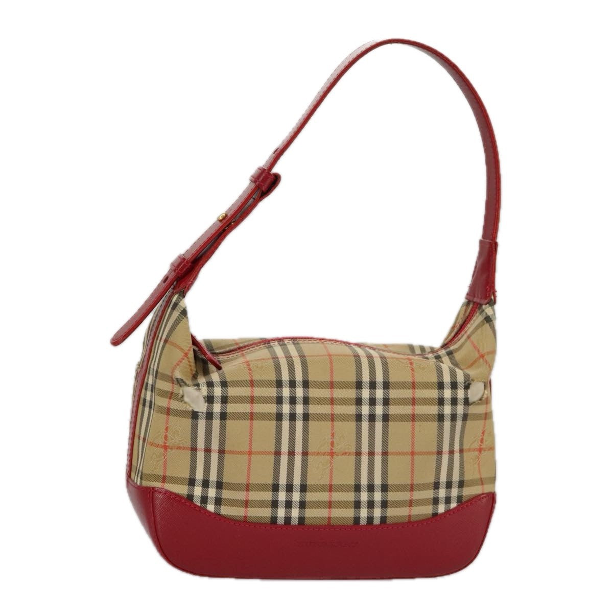 Burberry BURBERRY Nova Check Shoulder Bag Canvas Leather Beige Gold Red Authentic 98900