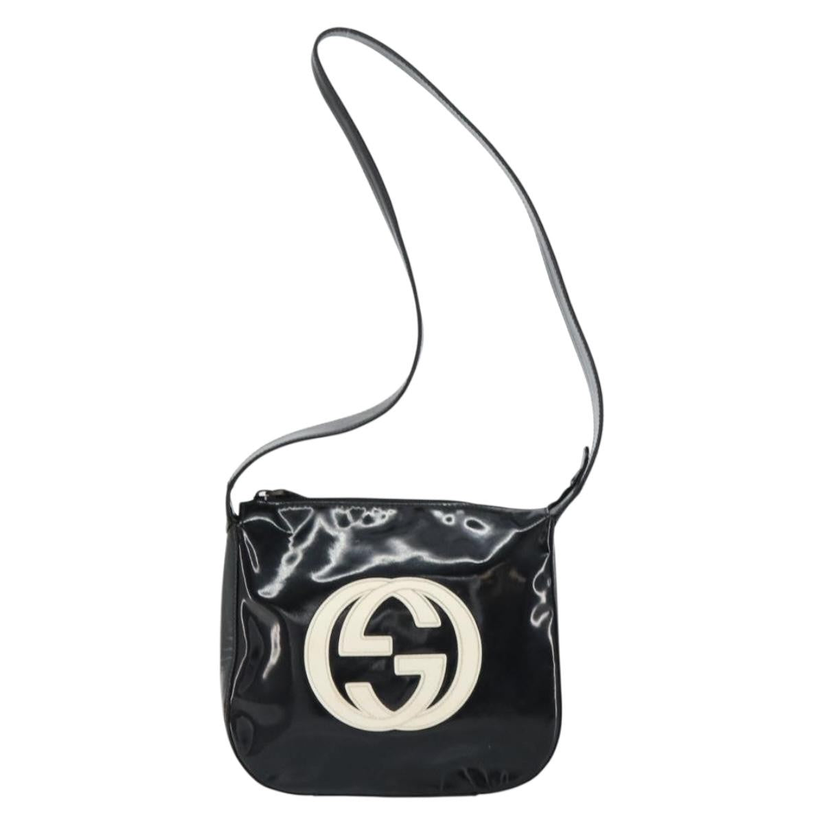 Gucci GUCCI Shoulder Bag Enamel Black Authentic 160485