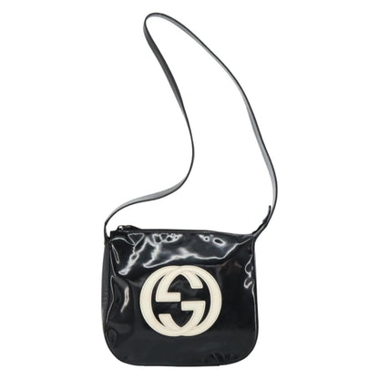 Gucci GUCCI Shoulder Bag Enamel Black Authentic 160485