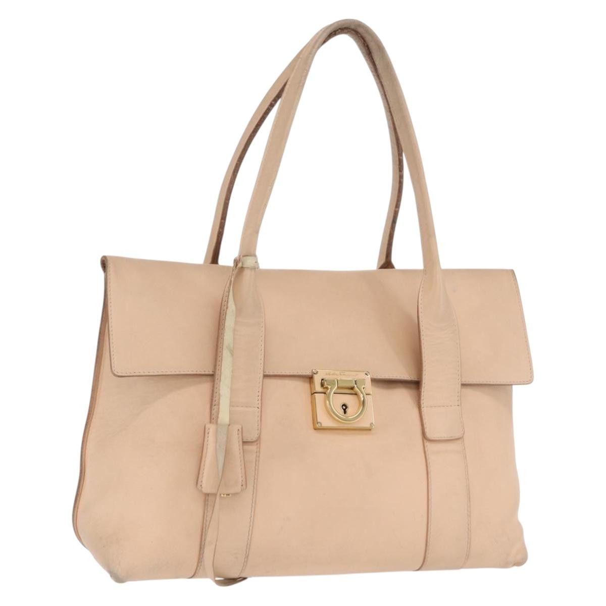 Salvatore Ferragamo Salvatore Ferragamo Gancini Shoulder Bag Leather Pink Gold Authentic 171552