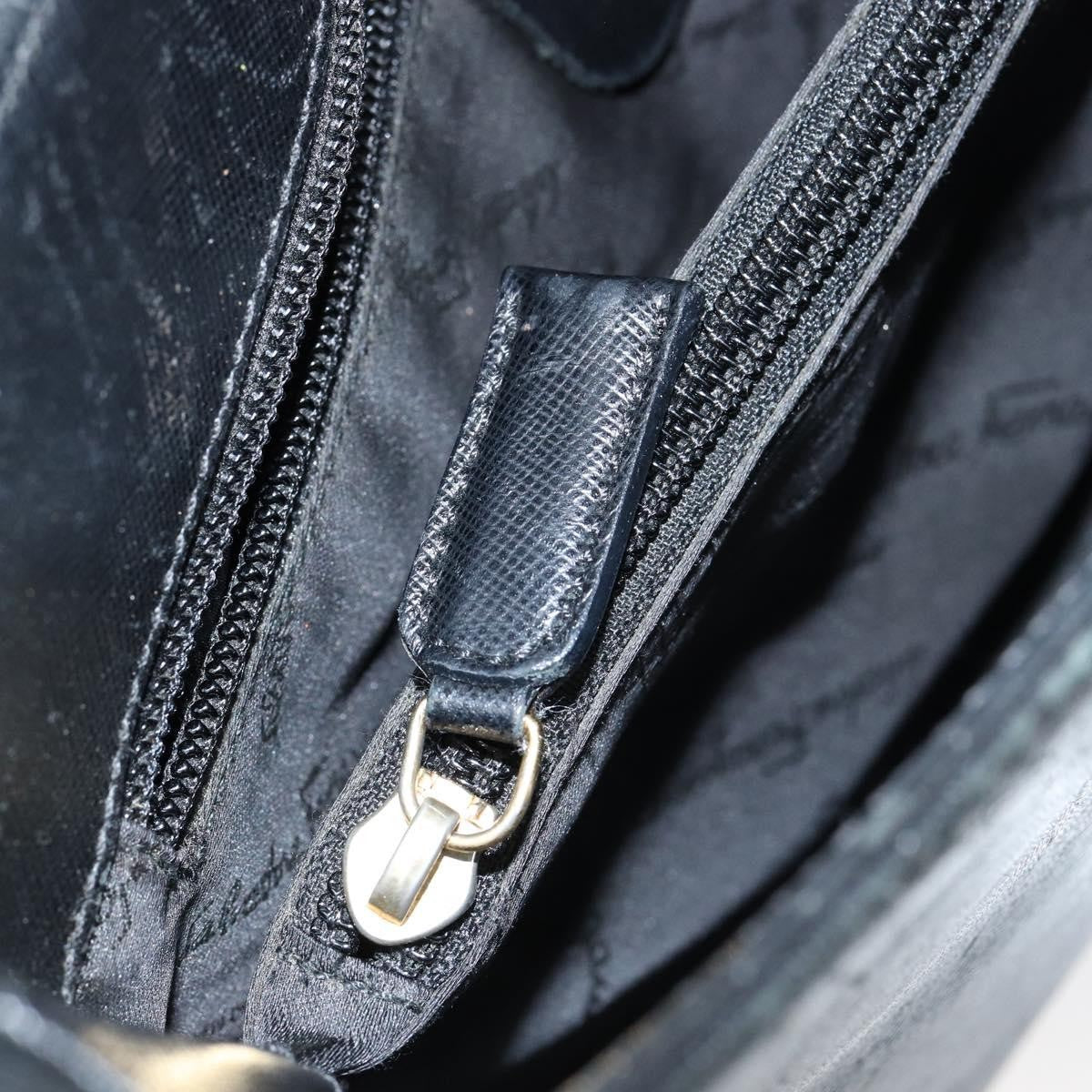 Salvatore Ferragamo Salvatore Ferragamo Gancini Shoulder Bag Leather Black Gold Authentic BA8226
