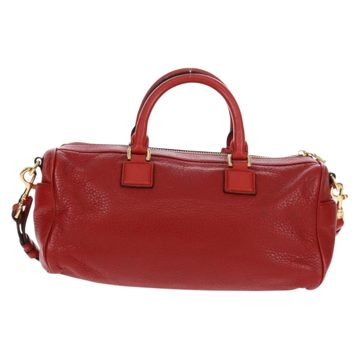 Loewe LOEWE Hand Bag Leather 2way Red Gold Authentic 160175