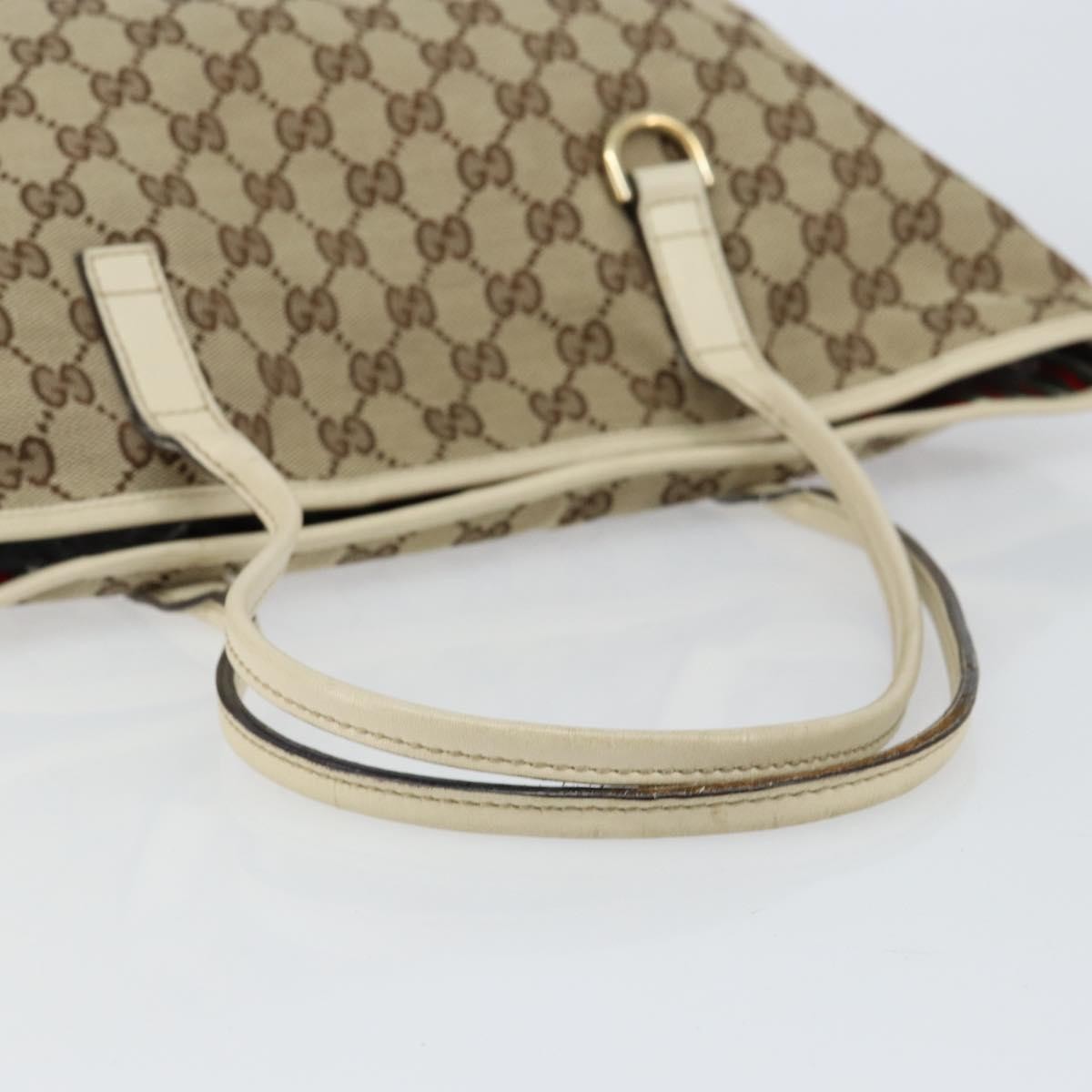 Gucci GUCCI GG Canvas Newbrit Tote Bag Beige Gold 169946 Authentic gh1314