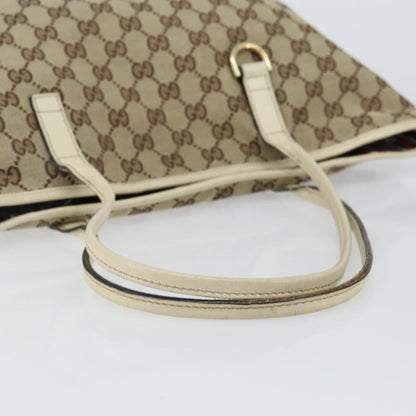 Gucci GUCCI GG Canvas Newbrit Tote Bag Beige Gold 169946 Authentic gh1314
