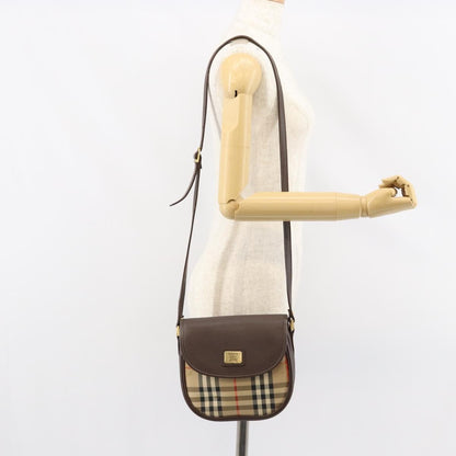 Burberrys Burberrys Nova Check Shoulder Bag Canvas Beige Gold Authentic 153922