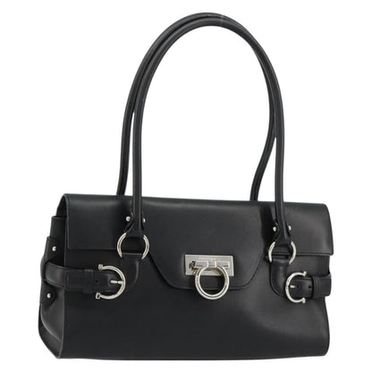 Salvatore Ferragamo Salvatore Ferragamo Gancini Hand Bag Leather Black Silver Authentic 180592