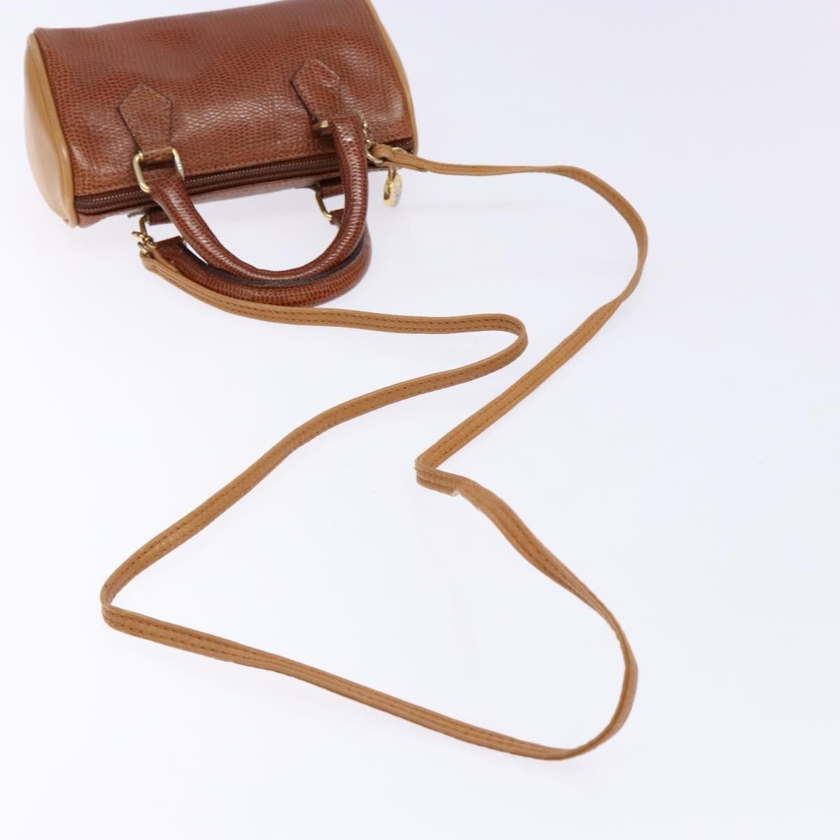 Fendi FENDI Hand Bag Leather 2way Brown Gold Authentic sw1085