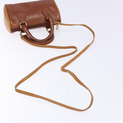 Fendi FENDI Hand Bag Leather 2way Brown Gold Authentic sw1085