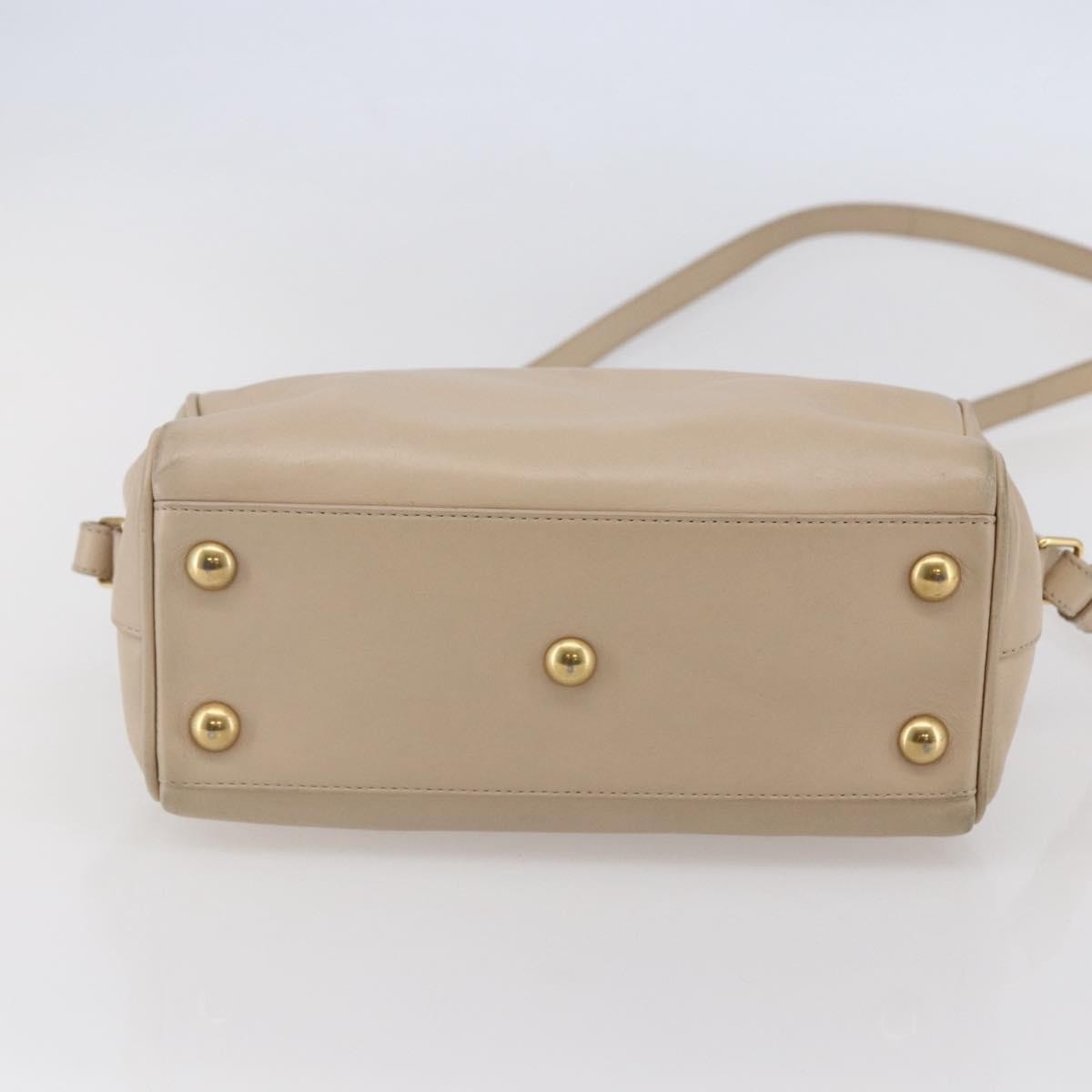 Saint Laurent SAINT LAURENT Mini Boston Bag Leather 2way Beige Gold Authentic bs30083