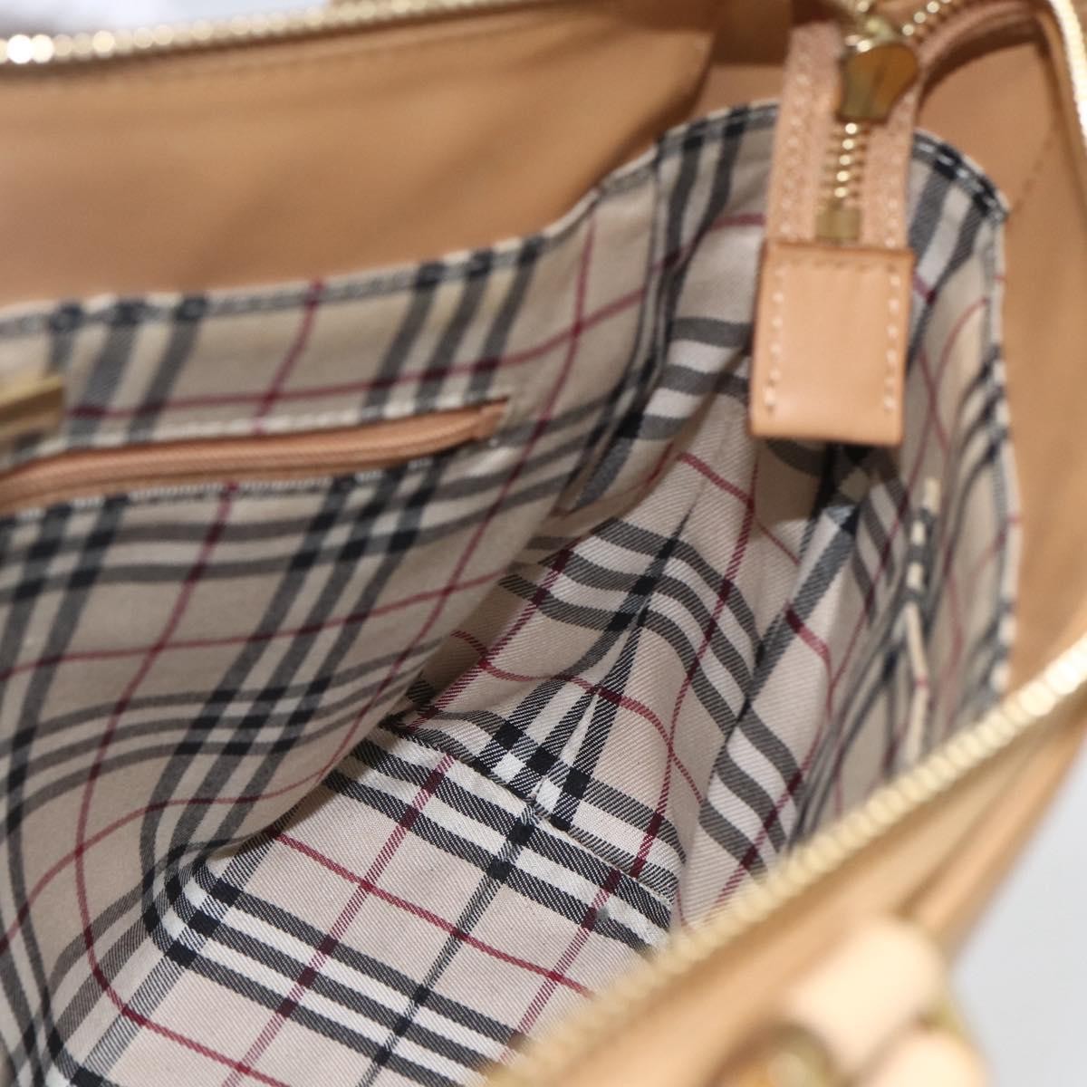 Burberry BURBERRY Hand Bag Leather Beige Gold Authentic 165049
